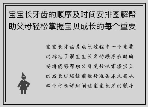宝宝长牙齿的顺序及时间安排图解帮助父母轻松掌握宝贝成长的每个重要时刻